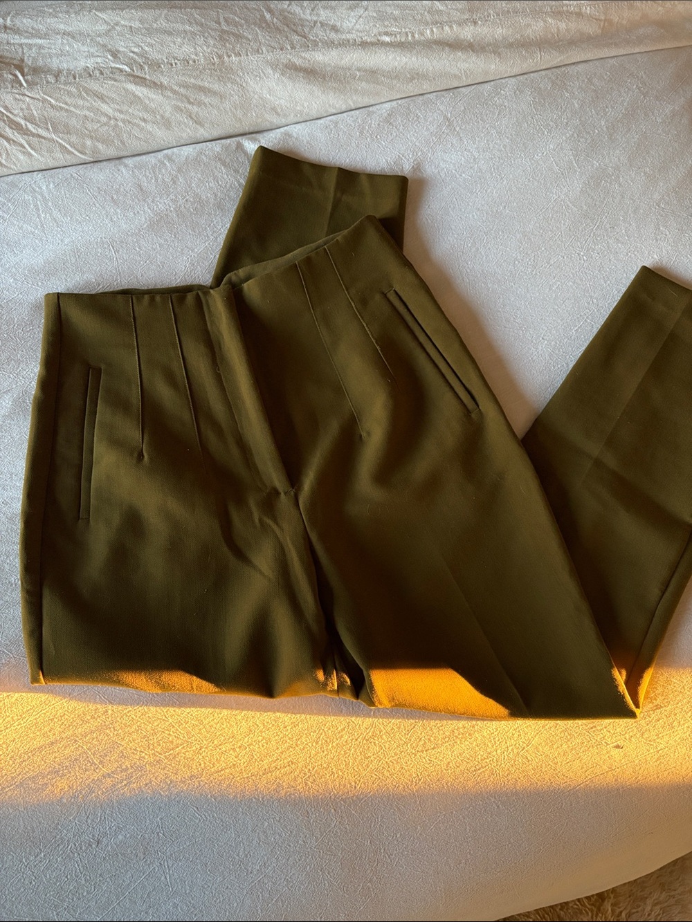 Zara high waisted slacks large olive